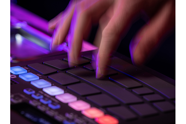 Close-up of fingers tapping FGDP pads