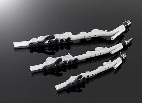 YVS-140 Tenor Venova (top), YVS-120 Alto Venova (center; for reference), and YVS-100 Venova (bottom; soprano model for reference)