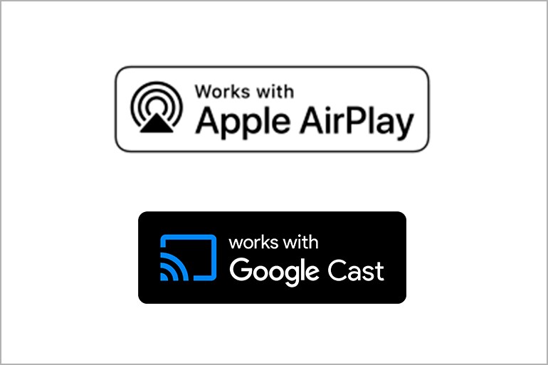 Kompatibilitetsikoner som visar stöd för AirPlay och Google Cast