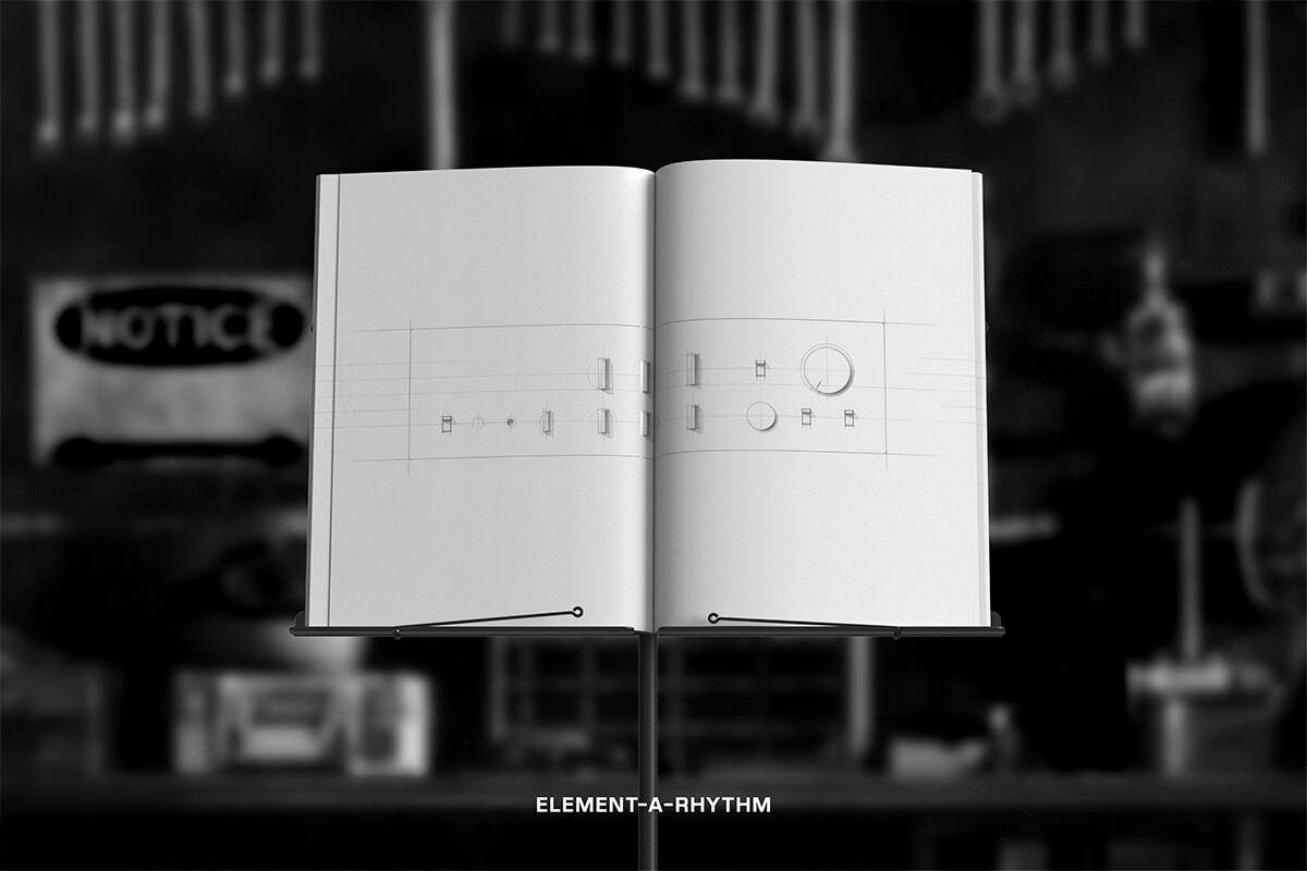 C-5000 HiFi Pre-Amplifier sketch on a music stand.