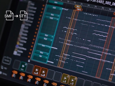 PSR-E583 Bild av MIDI Song till Style-appen