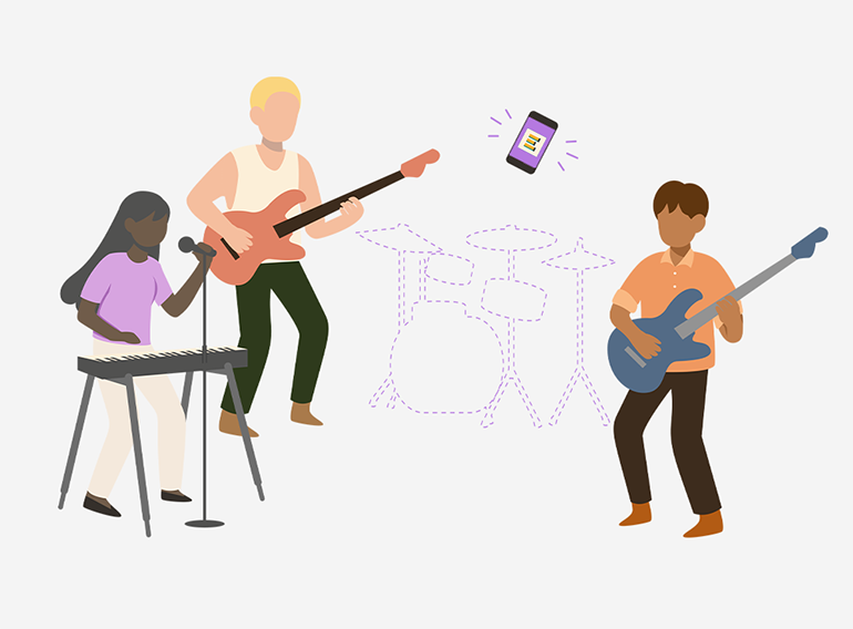 Musikövningsappen Extrack ersätter bandmedlemmar som inte kan delta i en övningssession.