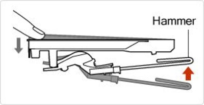 When the key is depressed: The hammer rises sharply for a touch response comparable to that of a piano.